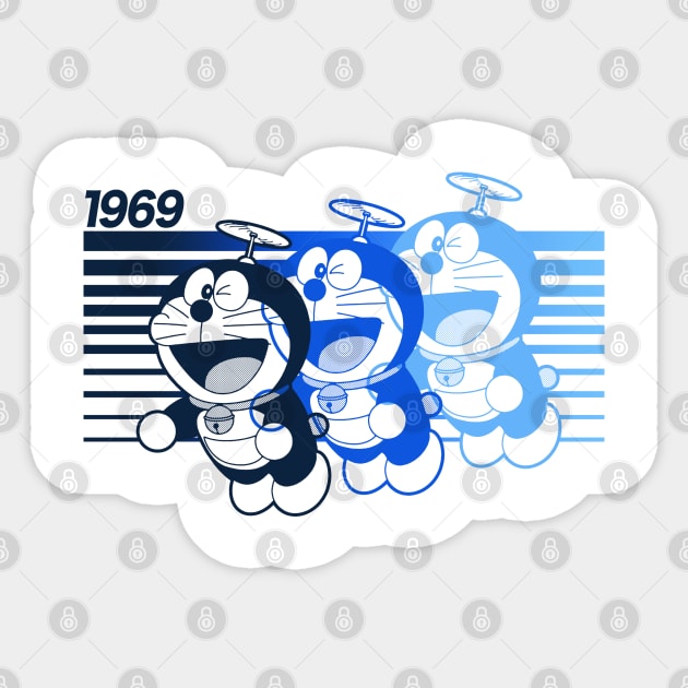 DORAEMON - 3 Step stripes Sticker by KERZILLA